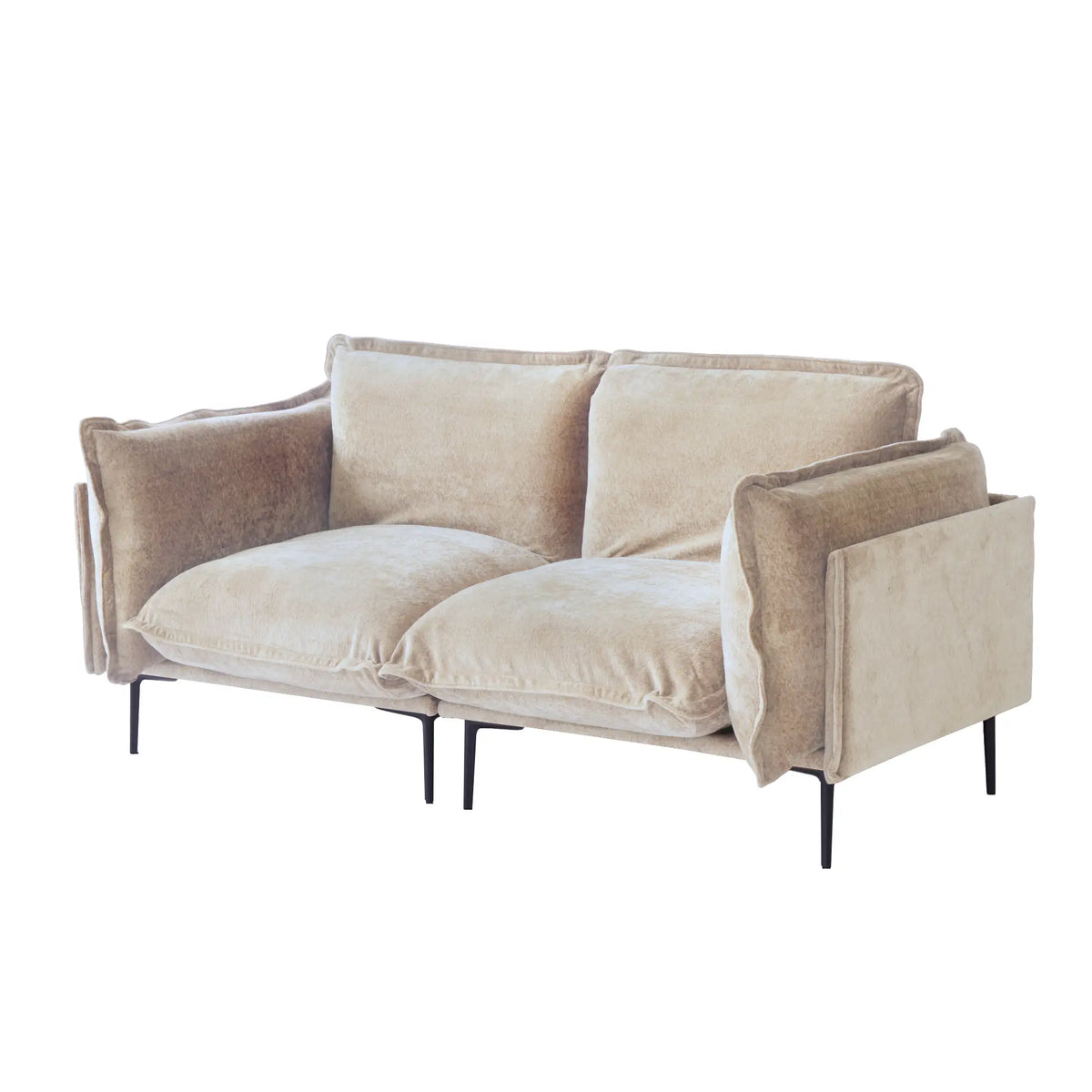 Sofá modular de dos plazas Deluxe Cloud, color marrón | 2 piezas, tela de terciopelo, ideal para apartamentos.