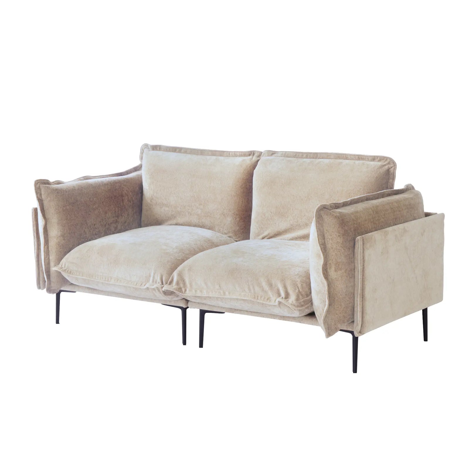 Sofá modular de dos plazas Deluxe Cloud, color marrón | 2 piezas, tela de terciopelo, ideal para apartamentos.