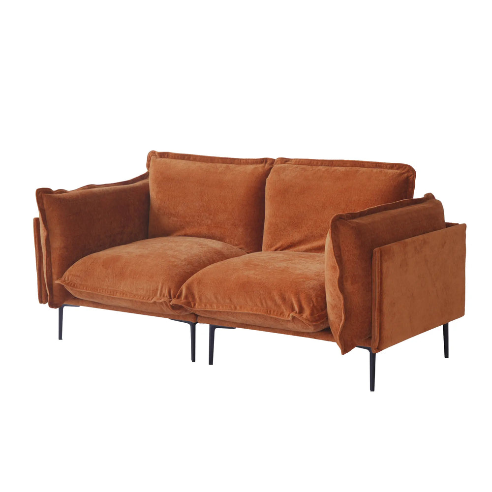 Deluxe Urban Cloud Sectional Sofas | 2-Piece Velvet Orange Loveseats 2-Seater