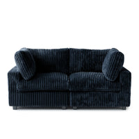 Deluxe Classic Cloud Sectional Sofas Covers | 2-Seater Plush Fabric Black Sofa Covers