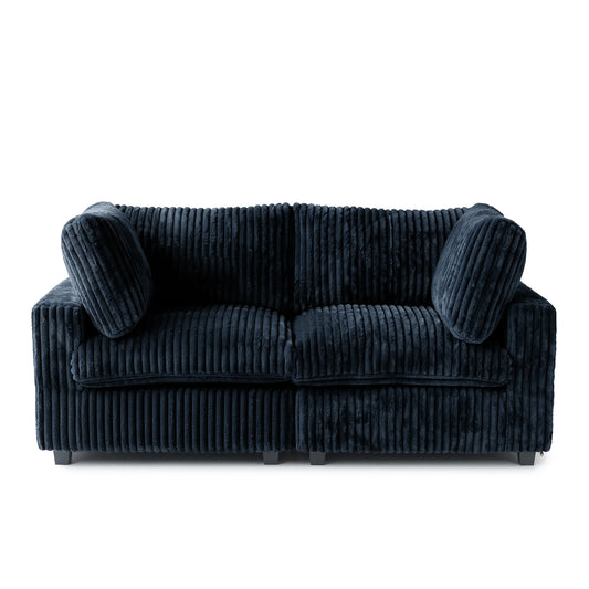 Deluxe Classic Cloud Sectional Sofas Covers | 2-Seater Plush Fabric Black Sofa Covers