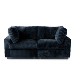 Deluxe Classic Cloud Sectional Sofas Covers | 2-Seater Plush Fabric Black Sofa Covers