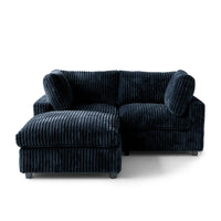 Deluxe Classic Cloud Sectional Sofas Covers | 2-Seater With Ottoman Plush Fabric Black Sofa Covers