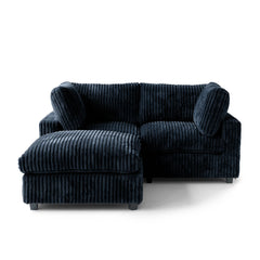 Deluxe Classic Cloud Sectional Sofas Covers | 2-Seater With Ottoman Plush Fabric Black Sofa Covers