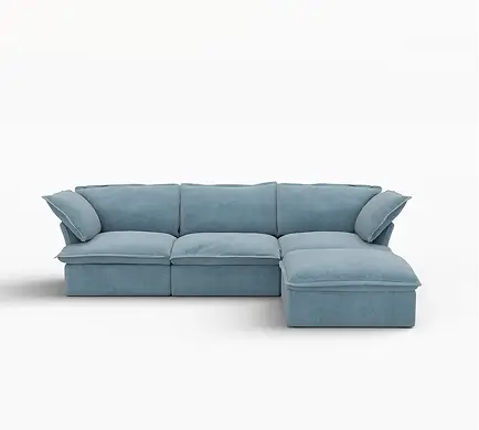 Sofá modular Deluxe Cloud de 3 plazas con almacenaje | 4 piezas (incluye 1 otomana), tejido de terciopelo, fundas lavables