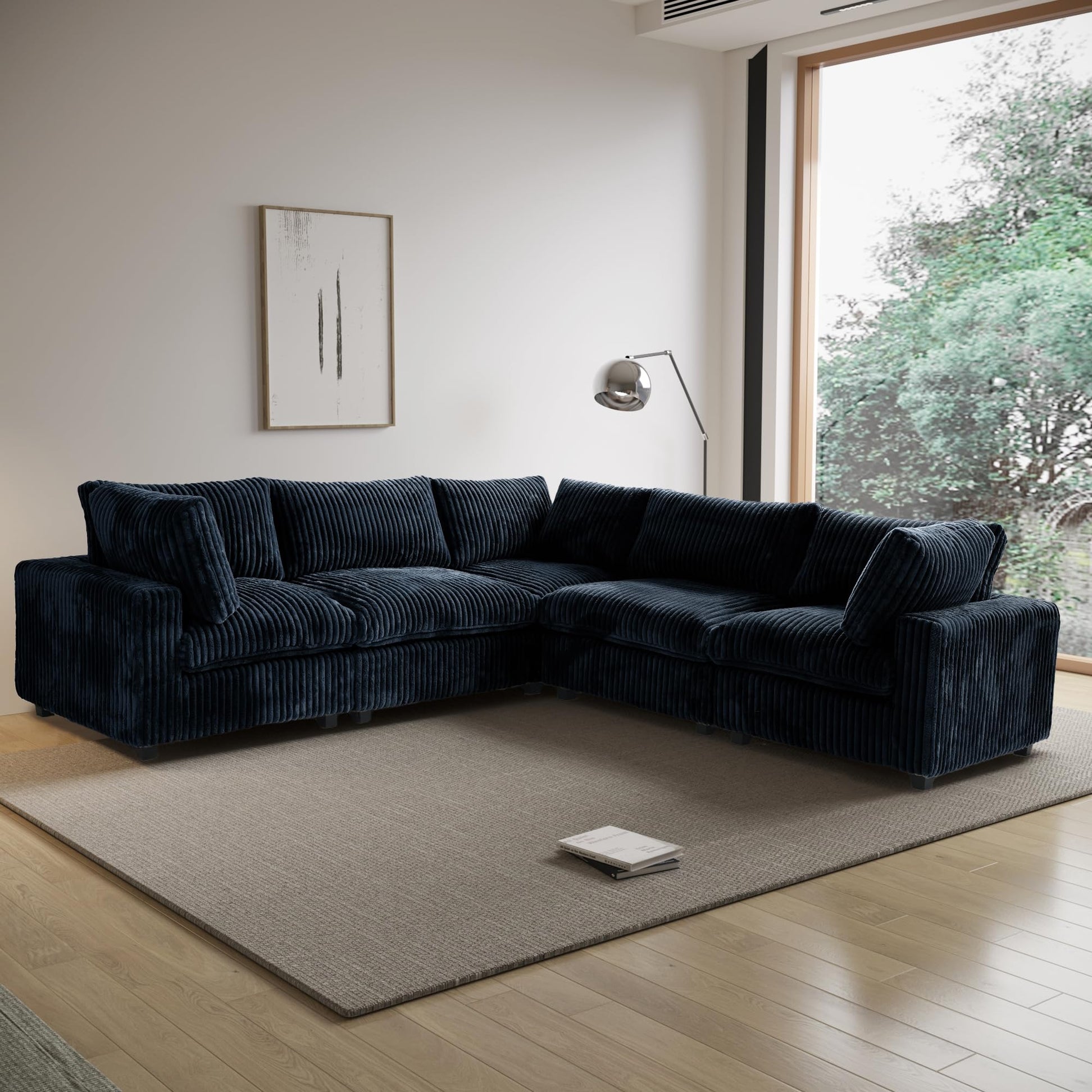 Cloud Couch Modular Sectional Sofa,157" Oversized U Shaped Couch with Ottoman,6 Seater Convertible Sofa,Comfy Plush Couches for Living Room,Covers Washable&amp;Replaceable (White)