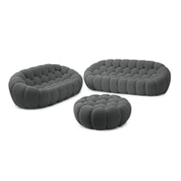 Essential Armless Floor Sofas | 3-Piece 3D Knitted Fabric Grey Sofa Sets 5-Seater With 1 Ottoman