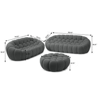 Essential Armless Floor Sofas | 3-Piece 3D Knitted Fabric Grey Sofa Sets 5-Seater With 1 Ottoman