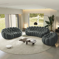 Sofás Essential Arc Boneless | Conjunto de sofás grises de 3 piezas con tejido de punto 3D de 6 plazas