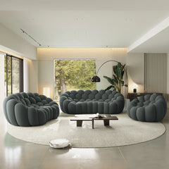 Sofás Essential Arc Boneless | Conjunto de sofás grises de 3 piezas con tejido de punto 3D de 6 plazas