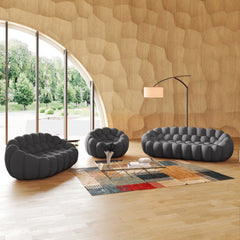 Essential Armless Floor Sofas | 3-Piece 3D Knitted Fabric Grey Sofa Sets 6-Seater