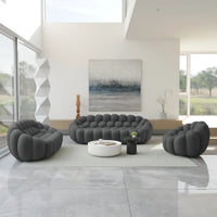 Essential Armless Floor Sofas | 3-Piece 3D Knitted Fabric Grey Sofa Sets 6-Seater