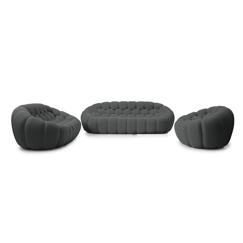 Essential Armless Floor Sofas | 3-Piece 3D Knitted Fabric Grey Sofa Sets 6-Seater