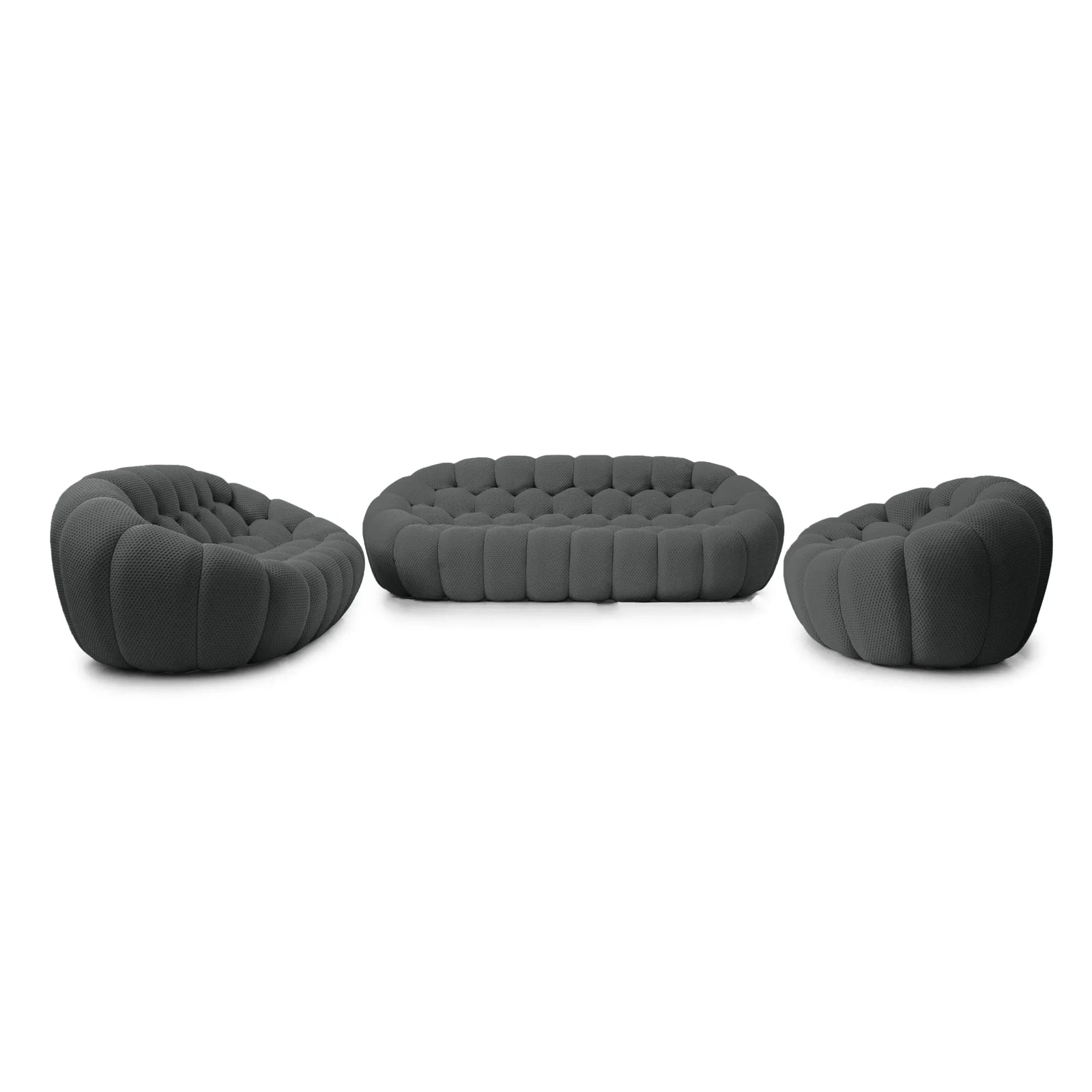 Essential 6-Seater grey 3D-Knitted Fabric Sofa Sets | 3-Piece, 3D-Knitted Fabric, Large Space
