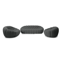 Essential Armless Floor Sofas | 3-Piece 3D Knitted Fabric Grey Sofa Sets 6-Seater