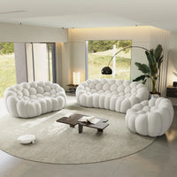 Sofás Essential Arc Boneless | Conjunto de sofás de 3 piezas en tejido de punto 3D gris claro de 6 plazas