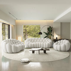 Sofás Essential Arc Boneless | Conjunto de sofás de 3 piezas en tejido de punto 3D gris claro de 6 plazas