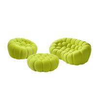 Sofás Essential Arc Boneless | Conjunto de sofás de 3 piezas en tejido de punto 3D verde lima, 3 plazas y 1 otomana