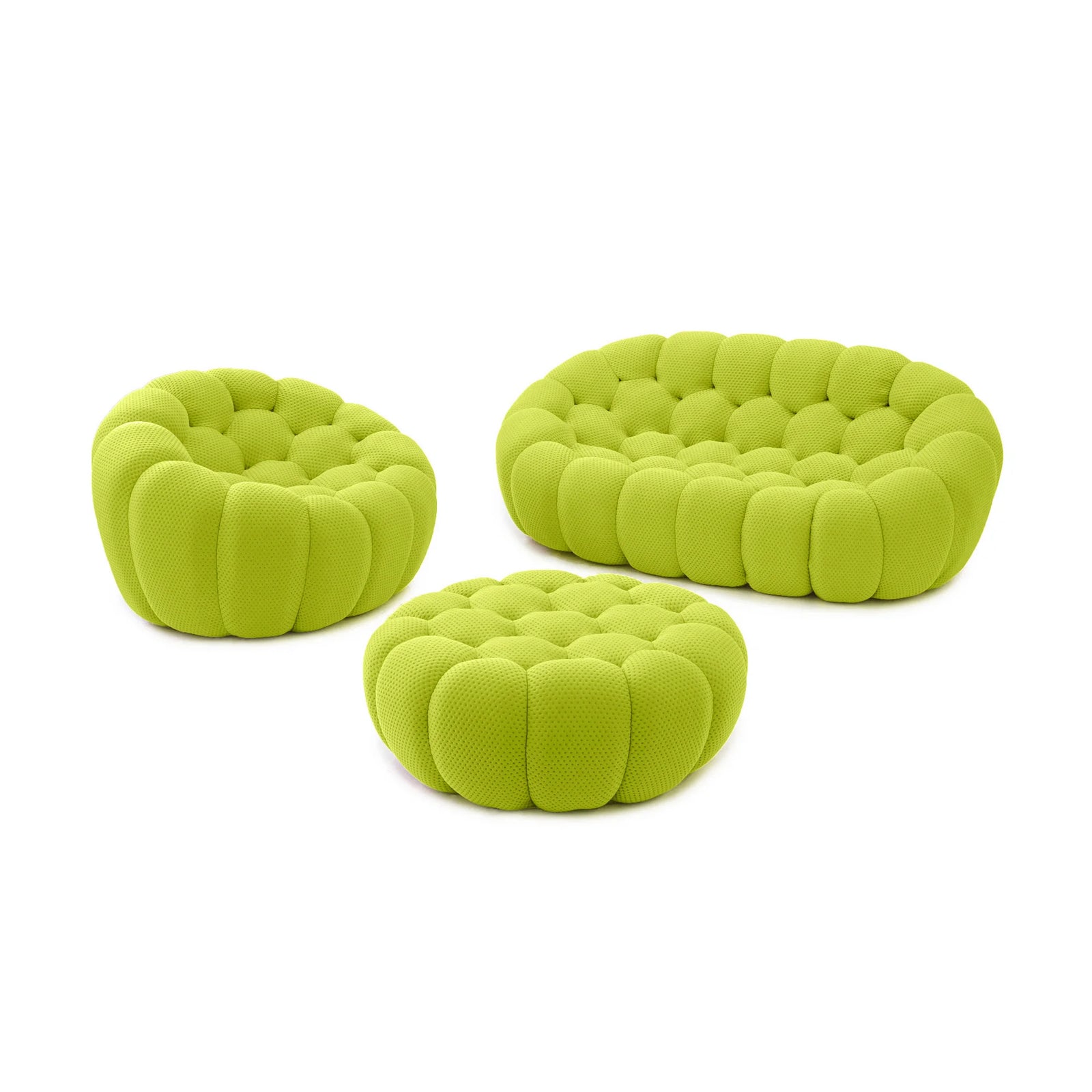 Essential 3-Seater lime-green 3D-Knitted Fabric Sofa Sets | 3-Piece (includes 1 Ottoman), 3D-Knitted Fabric, Large Space