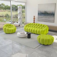 Essential Armless Floor Sofas | 3-Piece 3D Knitted Fabric Lime Green Sofa Sets 4-Seater With 1 Ottoman