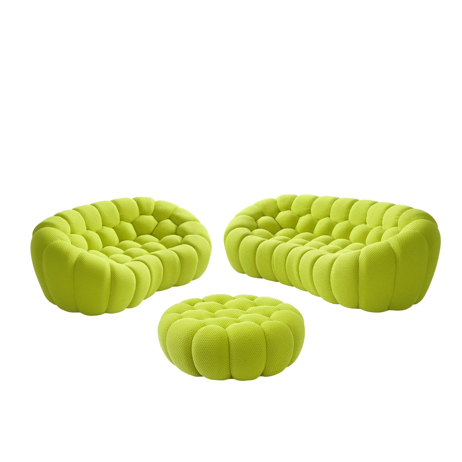 Essential 5-Seater lime-green 3D-Knitted Fabric Sofa Sets | 3-Piece (includes 1 Ottoman), 3D-Knitted Fabric, Large Space