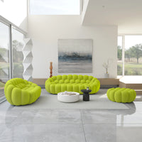 Essential Armless Floor Sofas | 3-Piece 3D Knitted Fabric Lime Green Sofa Sets 5-Seater With 1 Ottoman