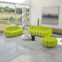 Essential Armless Floor Sofas | 3-Piece 3D Knitted Fabric Lime Green Sofa Sets 5-Seater With 1 Ottoman