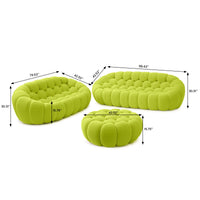 Essential Armless Floor Sofas | 3-Piece 3D Knitted Fabric Lime Green Sofa Sets 5-Seater With 1 Ottoman
