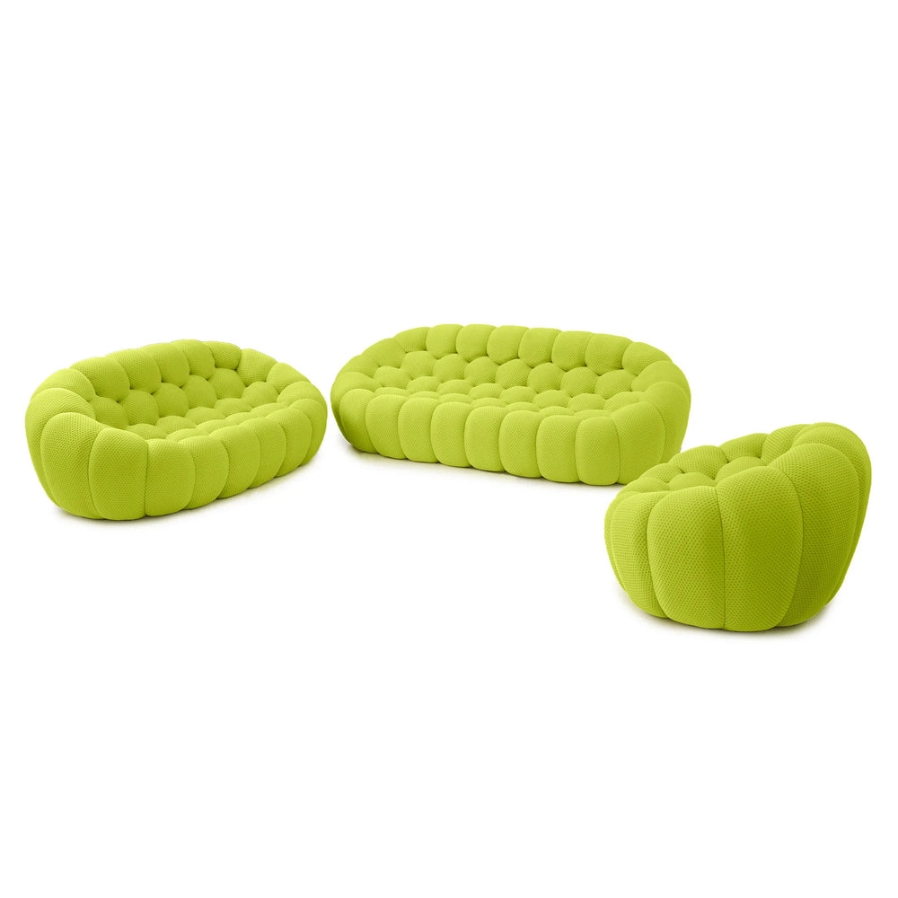 Essential Armless Floor Sofas | 3-Piece 3D Knitted Fabric Lime Green Sofa Sets 6-Seater
