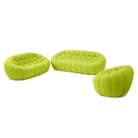 Essential Armless Floor Sofas | 3-Piece 3D Knitted Fabric Lime Green Sofa Sets 6-Seater
