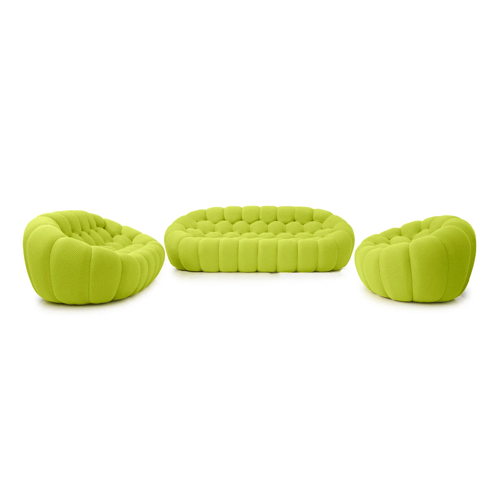 Essential Armless Floor Sofas | 3-Piece 3D Knitted Fabric Lime Green Sofa Sets 6-Seater
