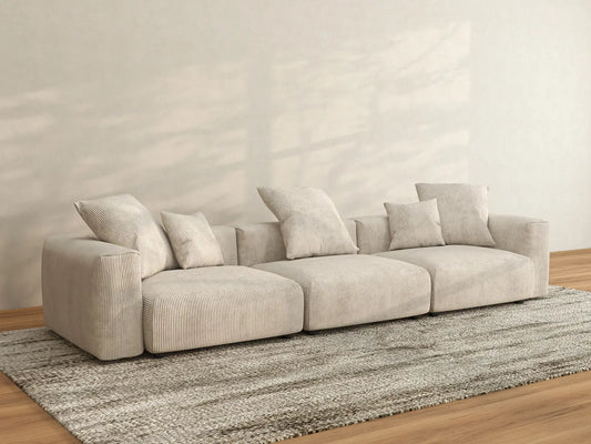 Matrix Modern Modular Sofas | 3-Piece Beige Corduroy Couch Sectionals 3-Seater