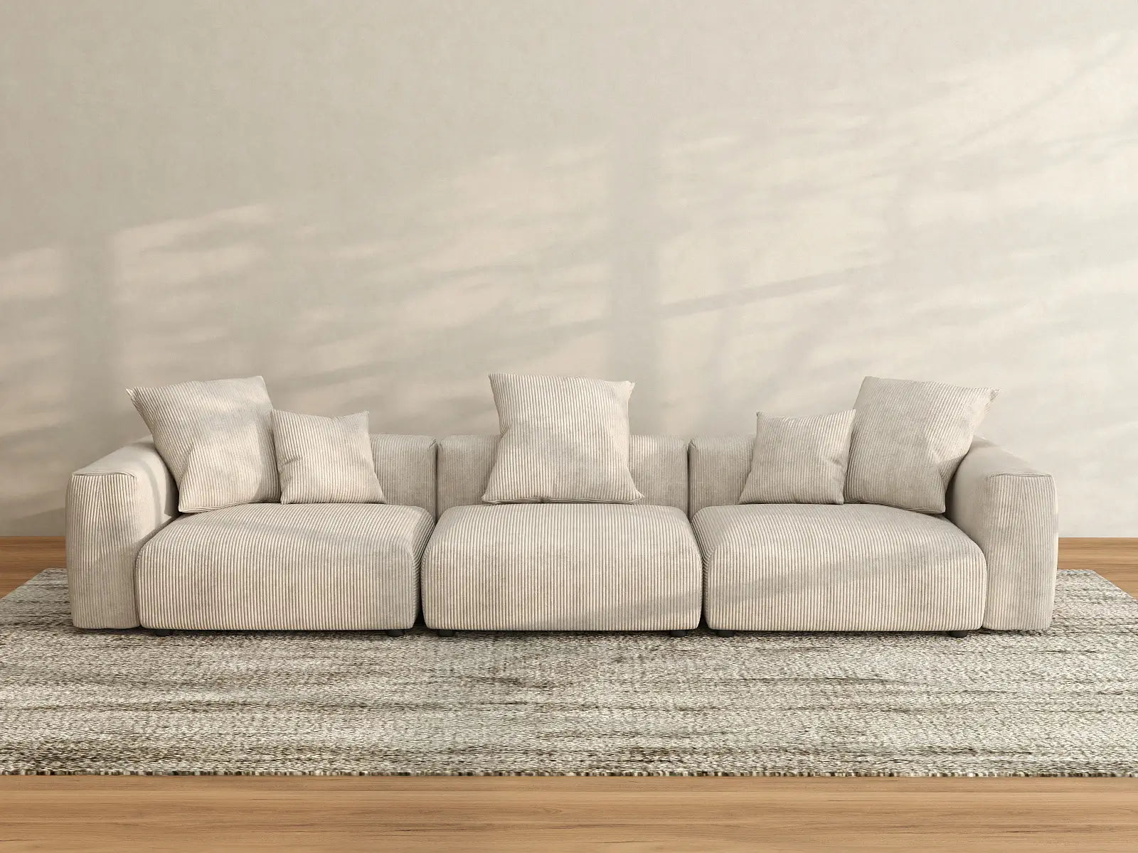 Sofá seccional lavable Matrix de 3 plazas en color beige | 3 piezas, tela de pana, diseño modular