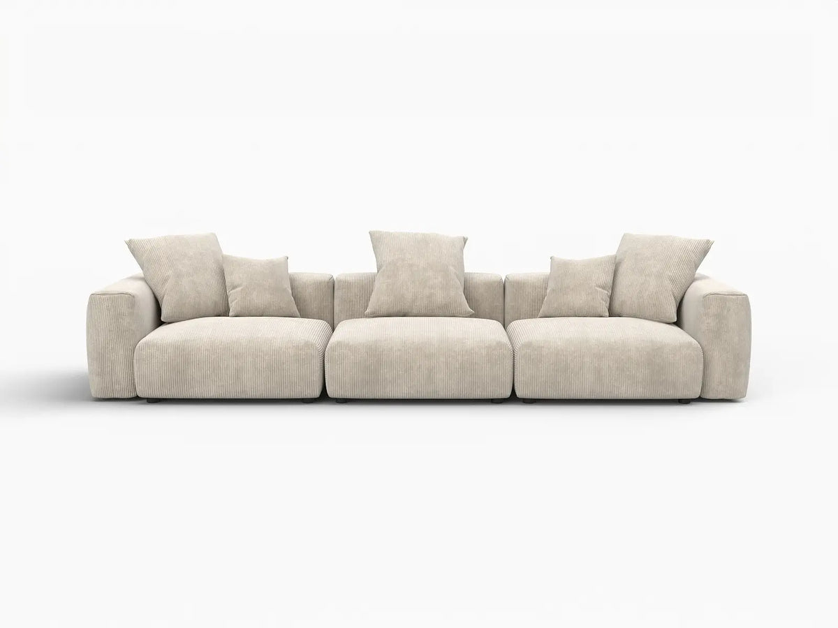 Sofá seccional lavable Matrix de 3 plazas en color beige | 3 piezas, tela de pana, diseño modular