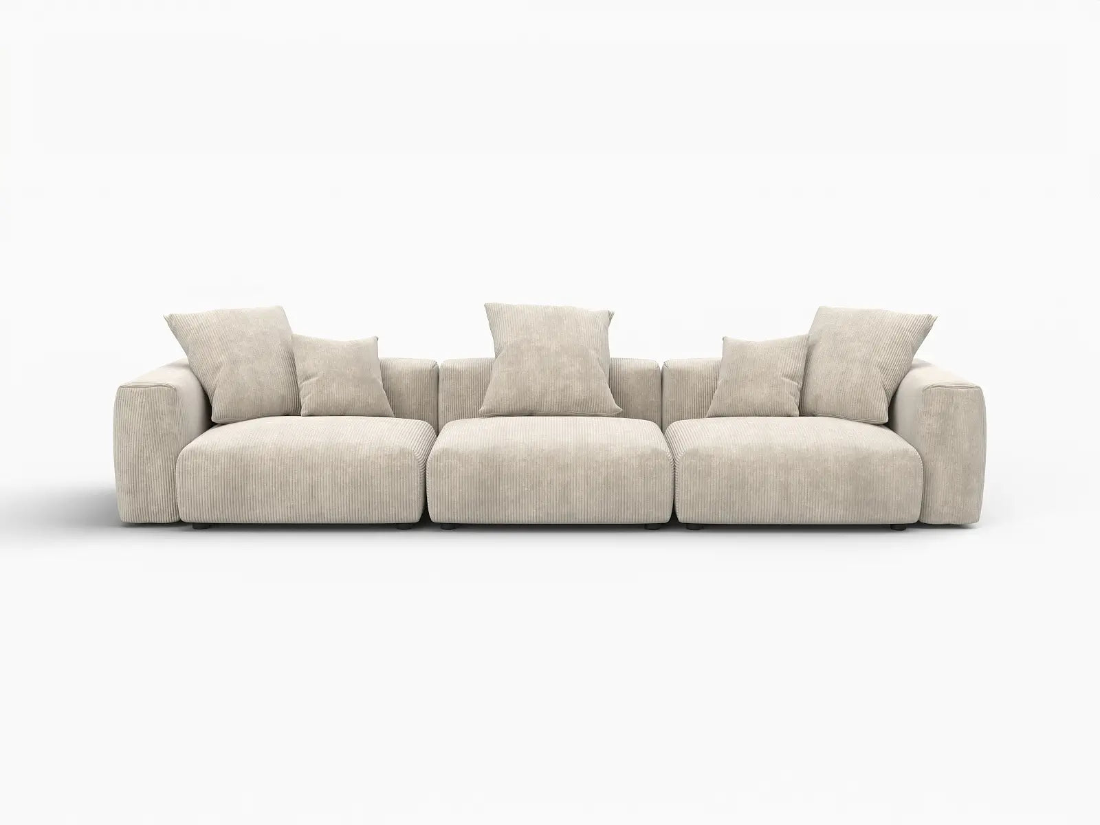 Sofá seccional lavable Matrix de 3 plazas en color beige | 3 piezas, tela de pana, diseño modular