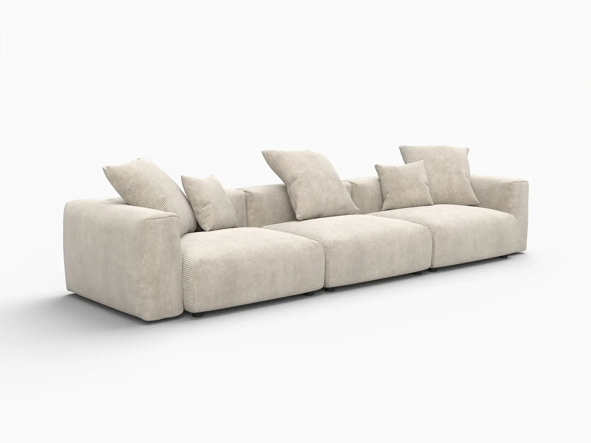 Sofá seccional lavable Matrix de 3 plazas en color beige | 3 piezas, tela de pana, diseño modular