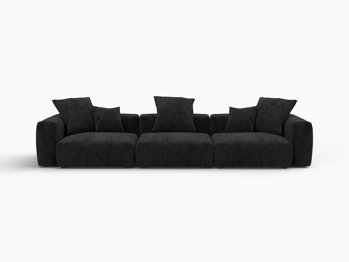 Fundas para sofás modulares modernos Matrix | Fundas de pana negra para sofás de 3 plazas