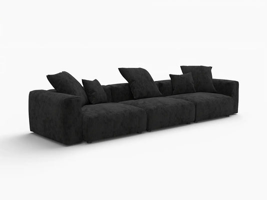 Matrix Modern Modular Sofas Covers | Black Corduroy Sofa Covers for 3-Seater