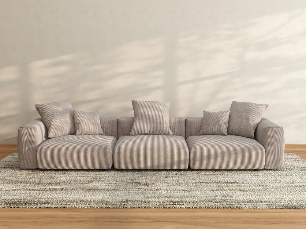 Matrix Modern Modular Sofas | 3-Piece Brown Corduroy Couch Sectionals 3-Seater