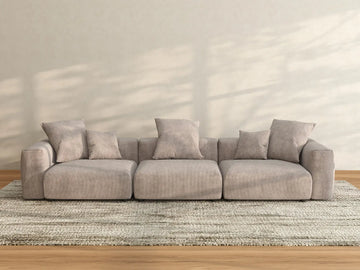 Matrix 3-Seater Brown Washable Couch Sectional | 3-Piece, Corduroy Fabric, Modular Design