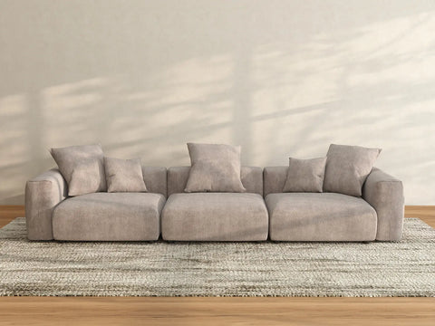 Matrix 3-Seater Brown Washable Couch Sectional | 3-Piece, Corduroy Fabric, Modular Design