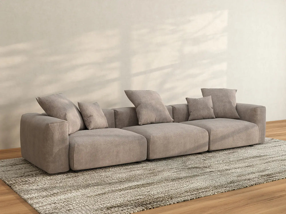 Matrix Modern Modular Sofas | 3-Piece Brown Corduroy Couch Sectionals 3-Seater