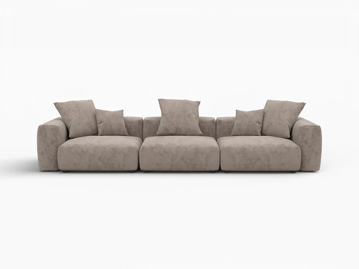 Sofá seccional lavable Matrix de 3 plazas en color marrón | 3 piezas, tela de pana, diseño modular