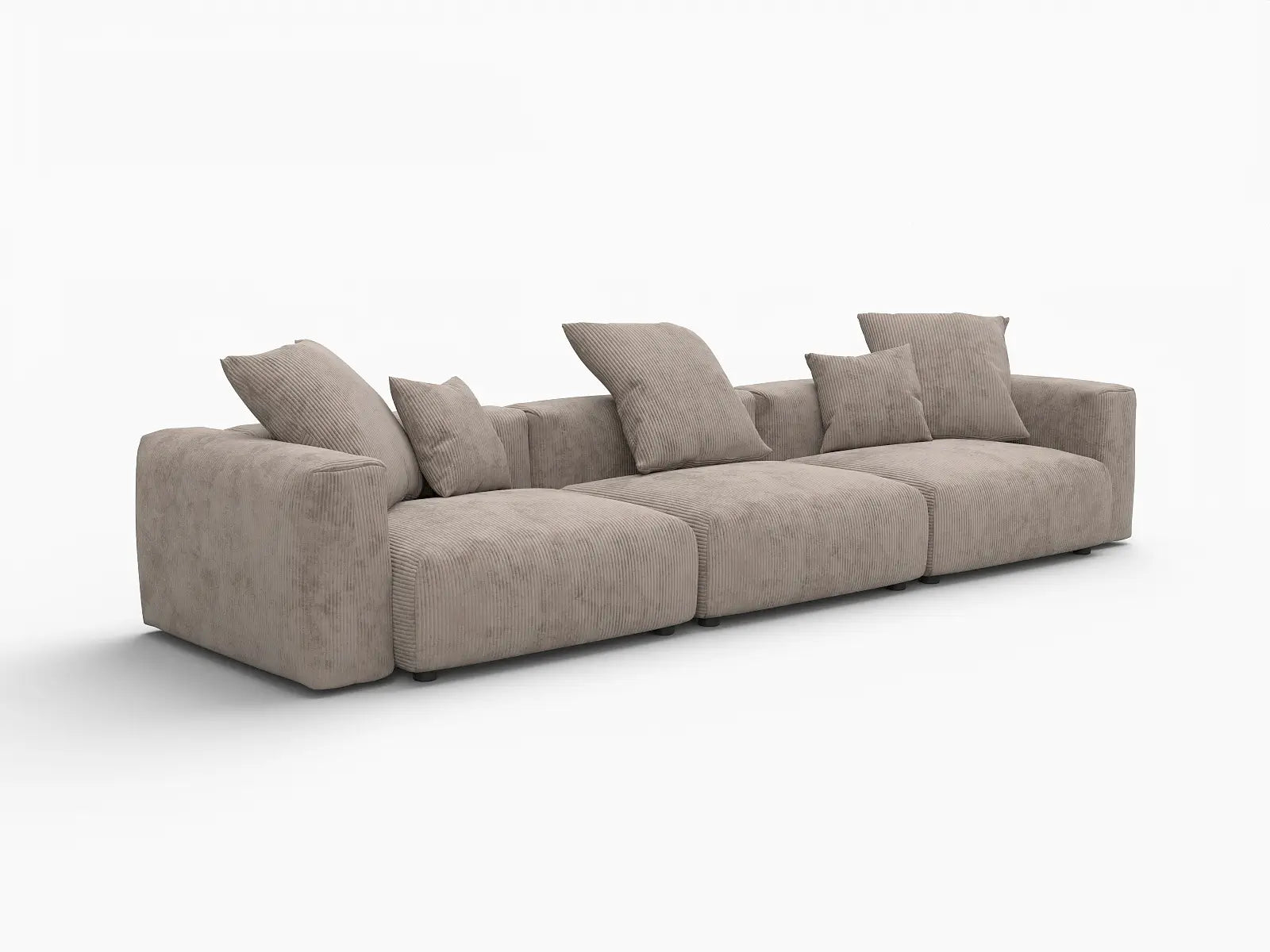 Matrix 3-Seater Brown Washable Couch Sectional | 3-Piece, Corduroy Fabric, Modular Design