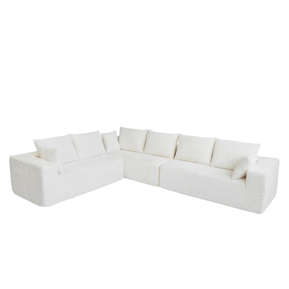 Sofás seccionales Matrix Nook | Sofás seccionales de 3 piezas en forma de L de pana beige de 3 plazas