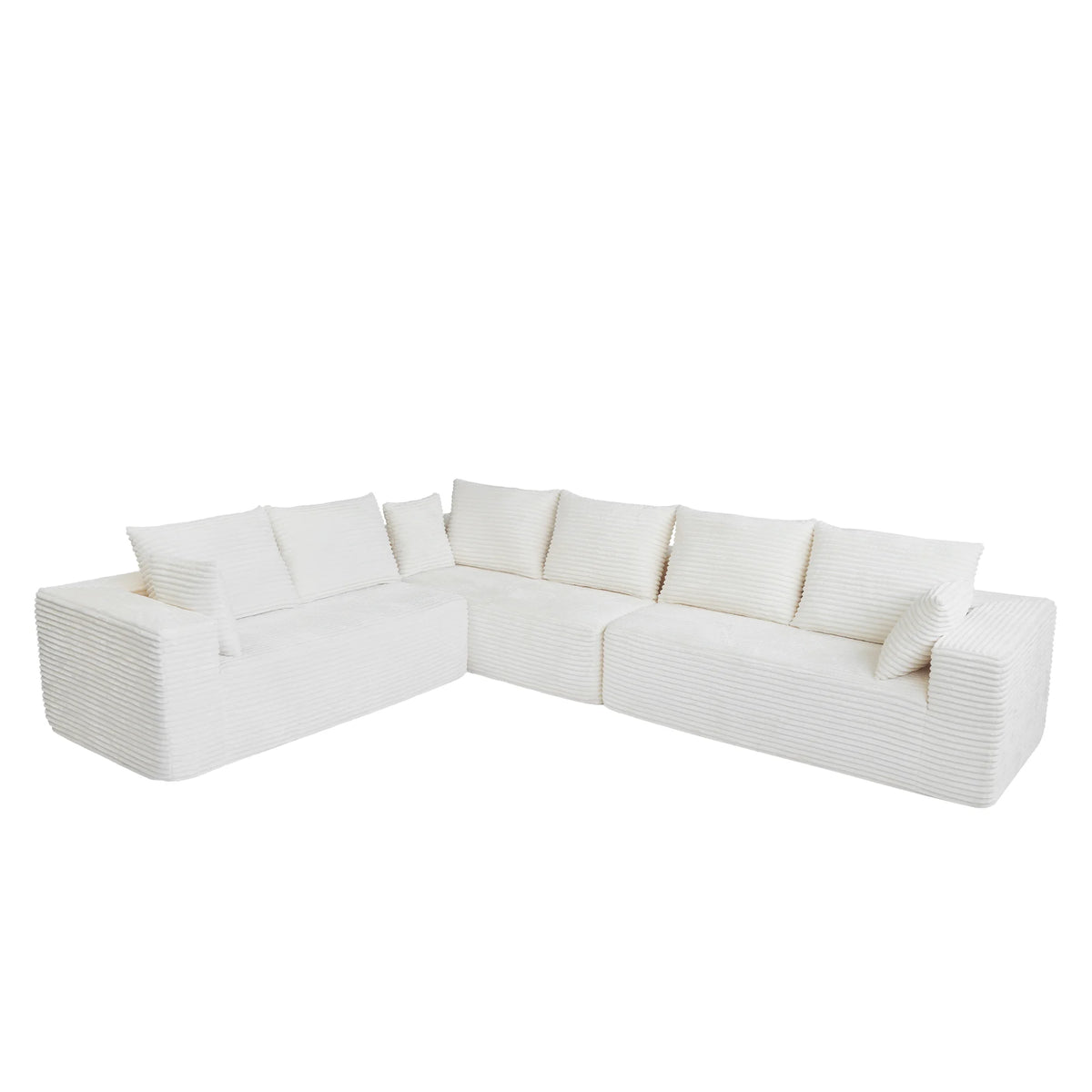 Sofás modulares seccionales Matrix de 6 plazas en forma de L de color beige | 3 piezas, tela de pana, apto para apartamentos