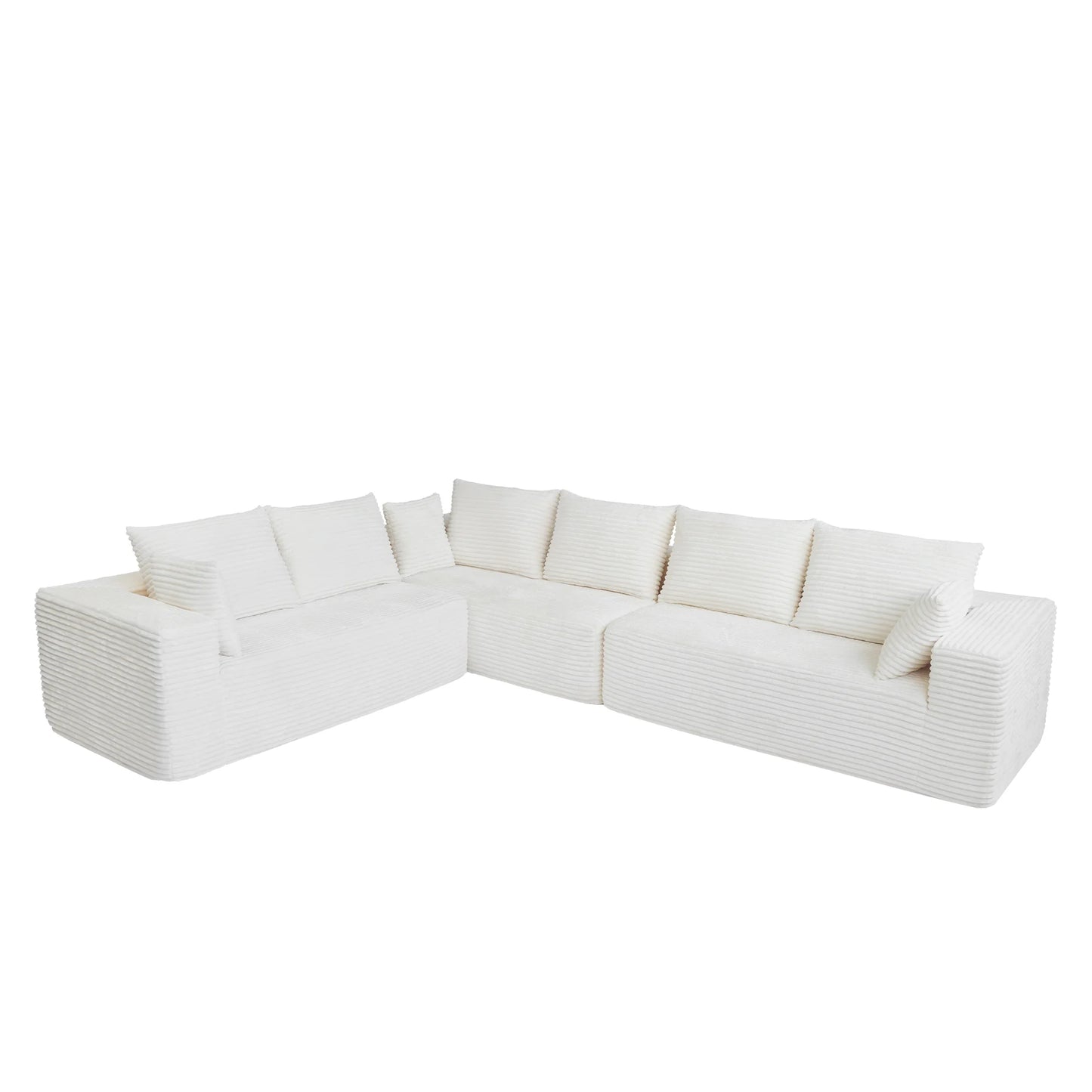 Sofás seccionales Matrix Nook | Sofás seccionales de 3 piezas en forma de L de pana beige de 3 plazas