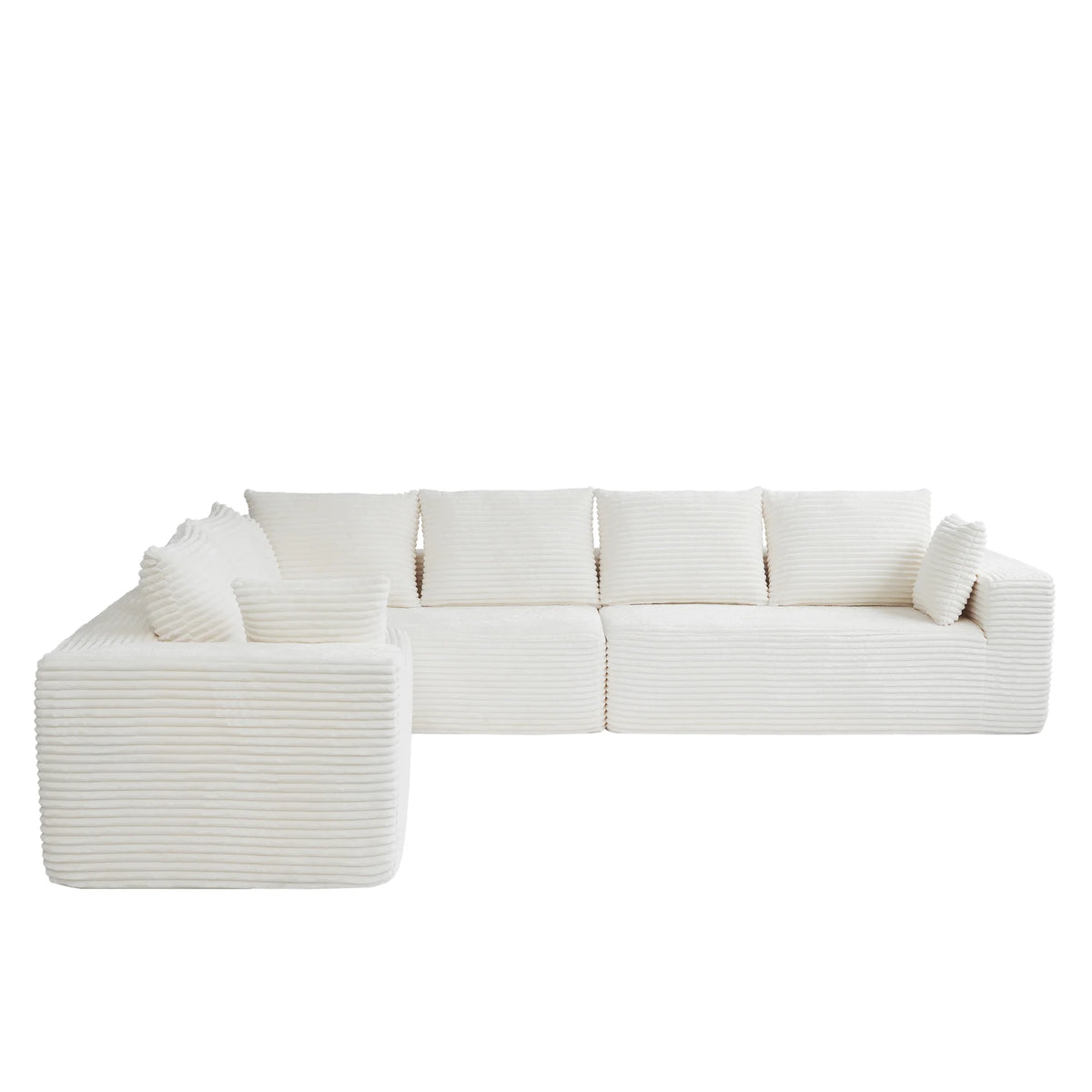 Sofás modulares seccionales Matrix de 6 plazas en forma de L de color beige | 3 piezas, tela de pana, apto para apartamentos