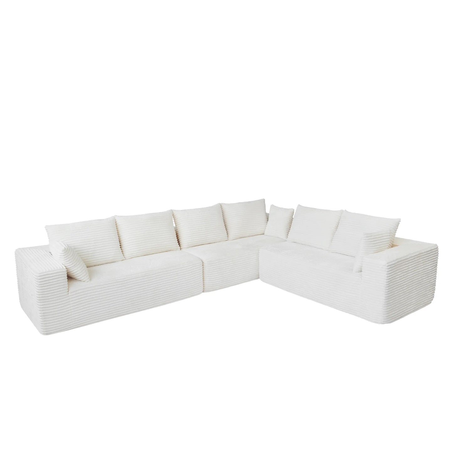 Sofás seccionales Matrix Nook | Sofás seccionales de 3 piezas en forma de L de pana beige de 3 plazas