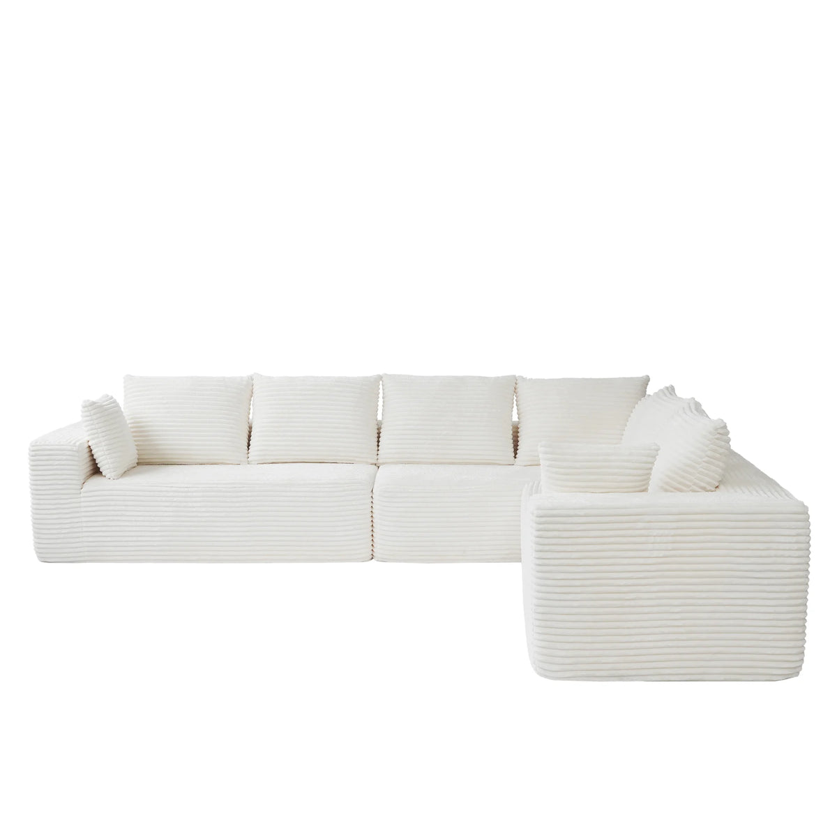 Seccionales modulares Matrix de 6 asientos en forma de L color beige | 3 piezas, tela de pana, diseño compacto